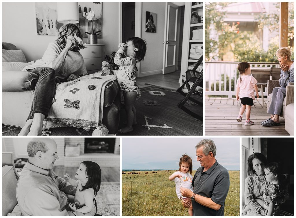 collage of toddler with grandparents
