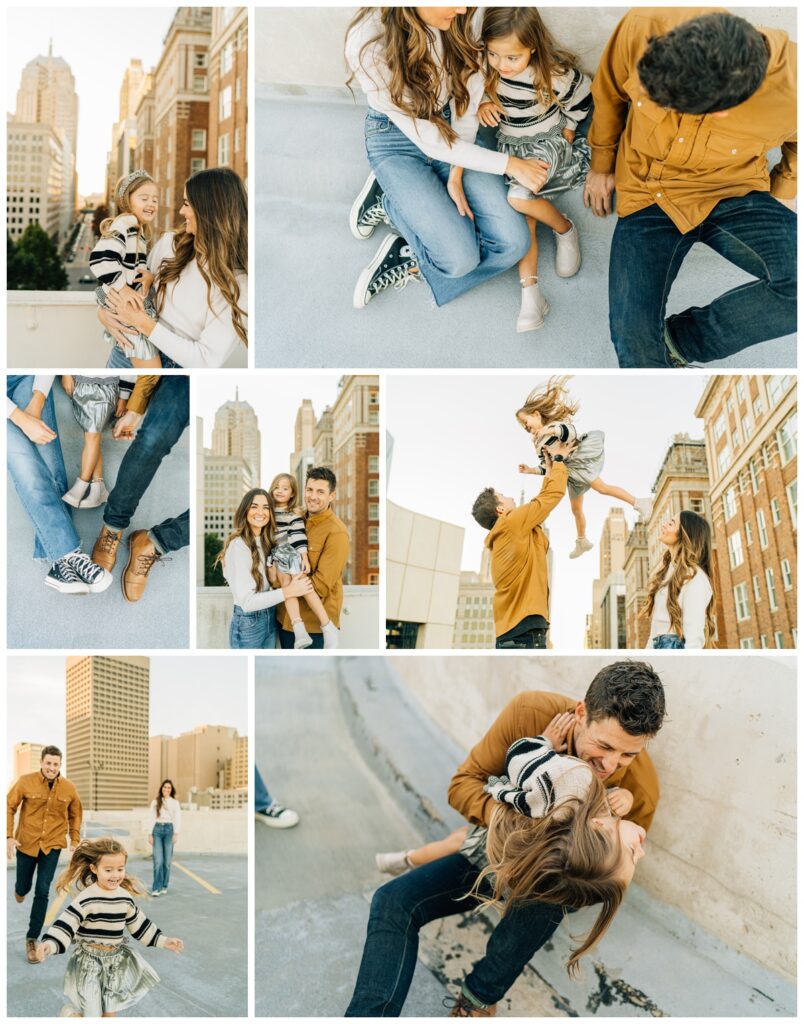 family fall photo session in urban setting