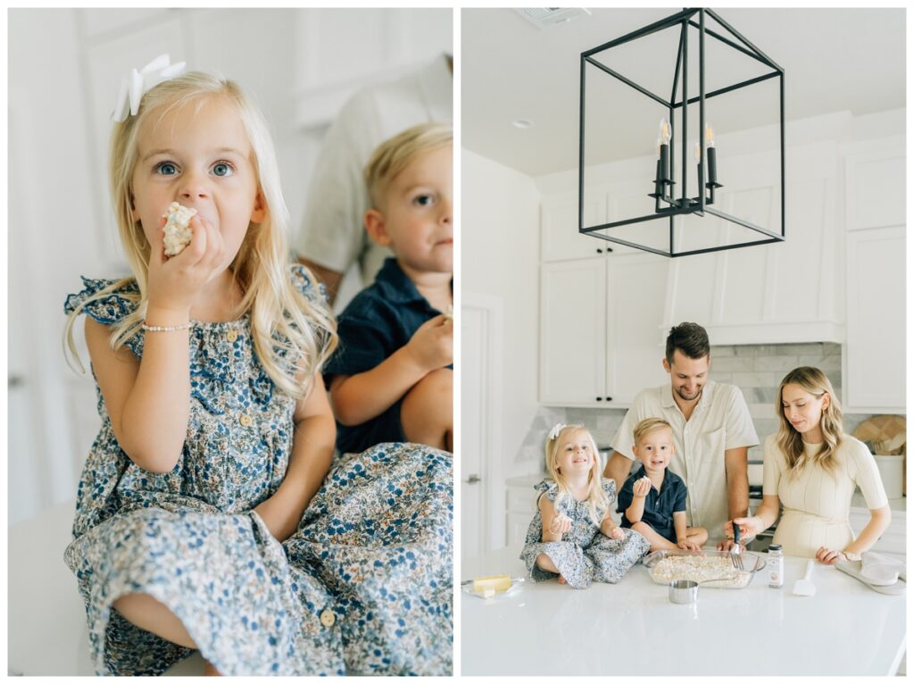 okc photographer captures family baking in kitchen