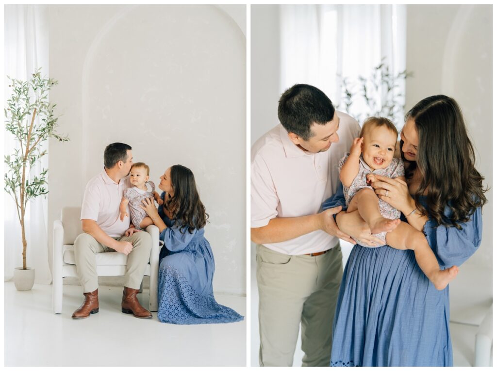 mom dad and baby in photography studio okc for pictures