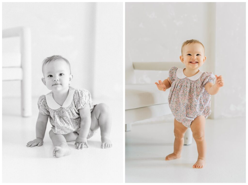 one year old happy and smiling for camera in studio photo session in okc