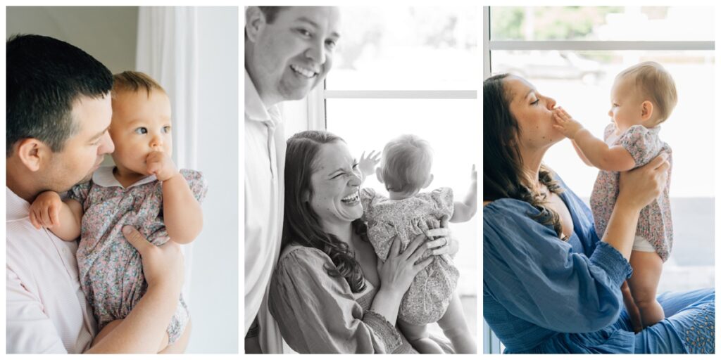 mom dad and baby studio family session with photographer haley kinzie 