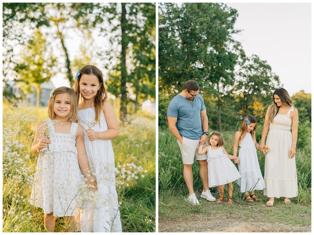 family photo session with Haley Kinzie in Carlton Landing in a field full of green grass