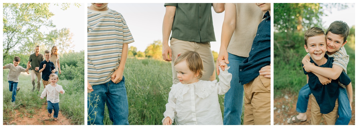 family of five in outdoor golden hour family session with haley kinzie