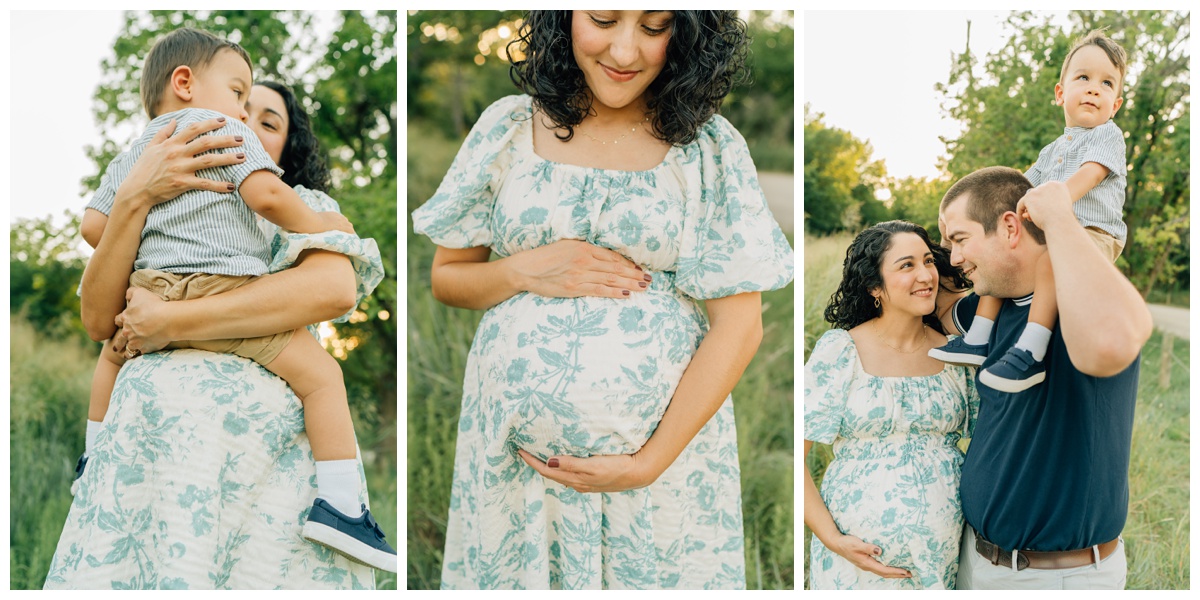 outdoor family maternity session with toddler boy 