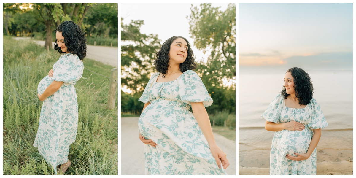 sunset maternity session with portraits of mom at a session with siblings 