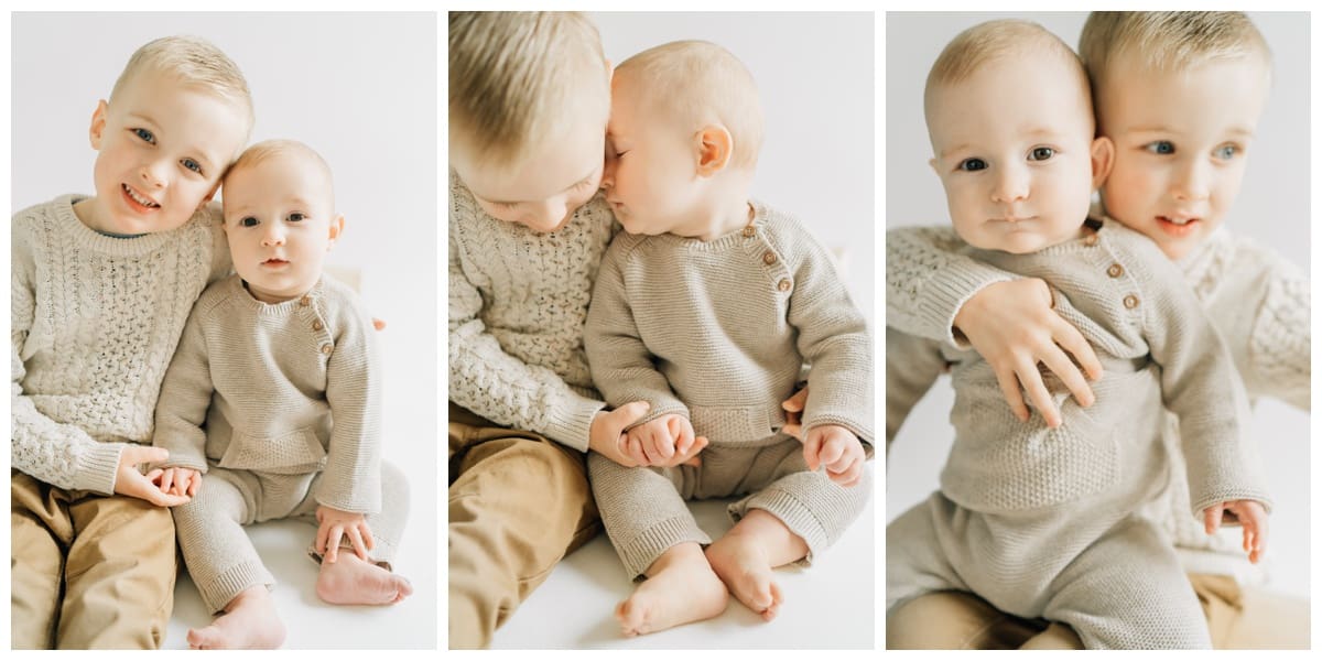 Brother is winter studio newborn session with Haley Kinzie